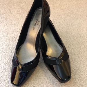Ros Hommerson Black Fabric/Patent Shoes-WIDE WIDTH
